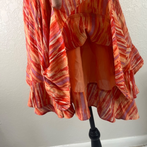 Free People Women’s Heart Shaped Face Mini Dress Sz Small No Belt Orange - Picture 8 of 12
